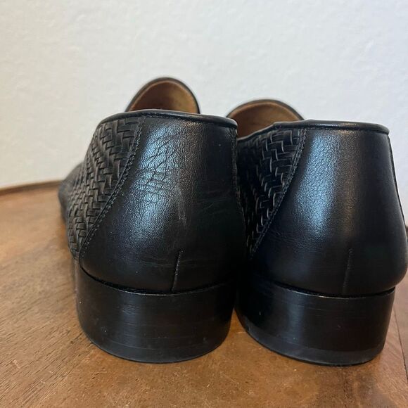 Magnanni Black Leather Interwoven Slip-On Loafers Dress Shoes Men's Size 13 - Picture 5 of 12